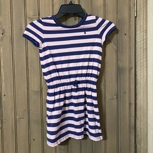 POLO Ralph Lauren Dress Girls 6 Pink Blue Striped Drawstring Waist